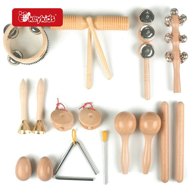 8 PCS Wooden Musical Instruments Kids Drum Set Toy Baby Musical Toys Kit with Storage Bag W07A248